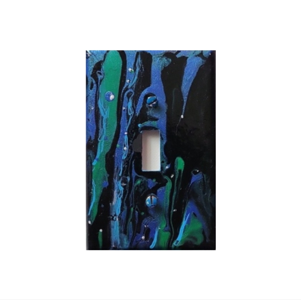 Hand Crafted Abstract Design Single Toggle Light Switch Plate